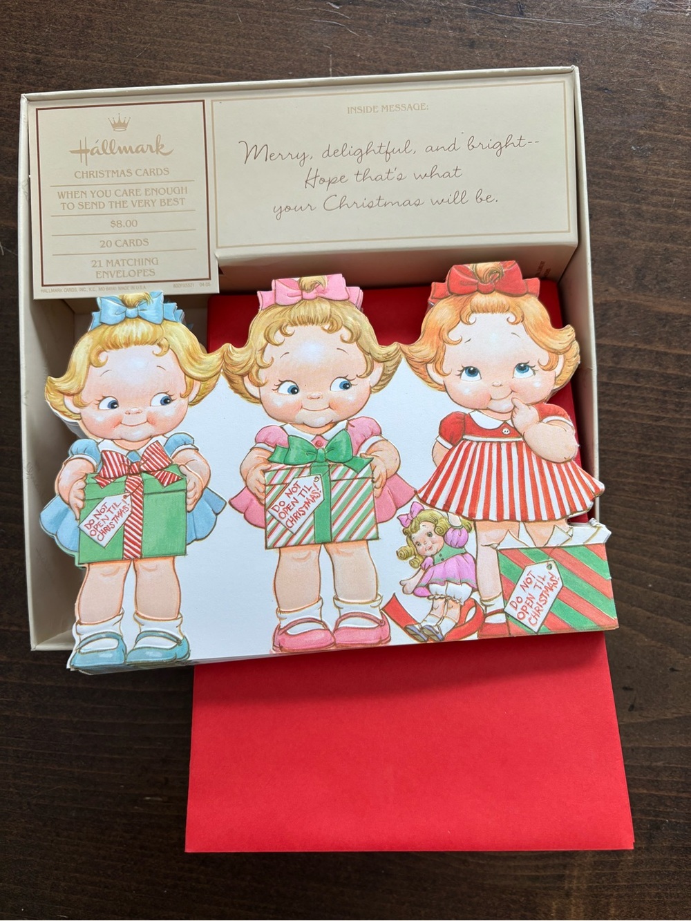 Vintage Hallmark Christmas Cards Baby Girls Triplets Unused Set Of 19 W/envelope